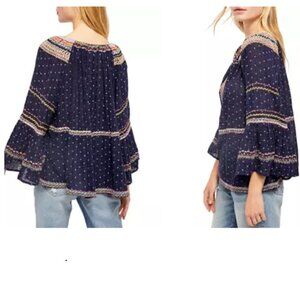 Free People Talia Embroidered Blouse Medium M406